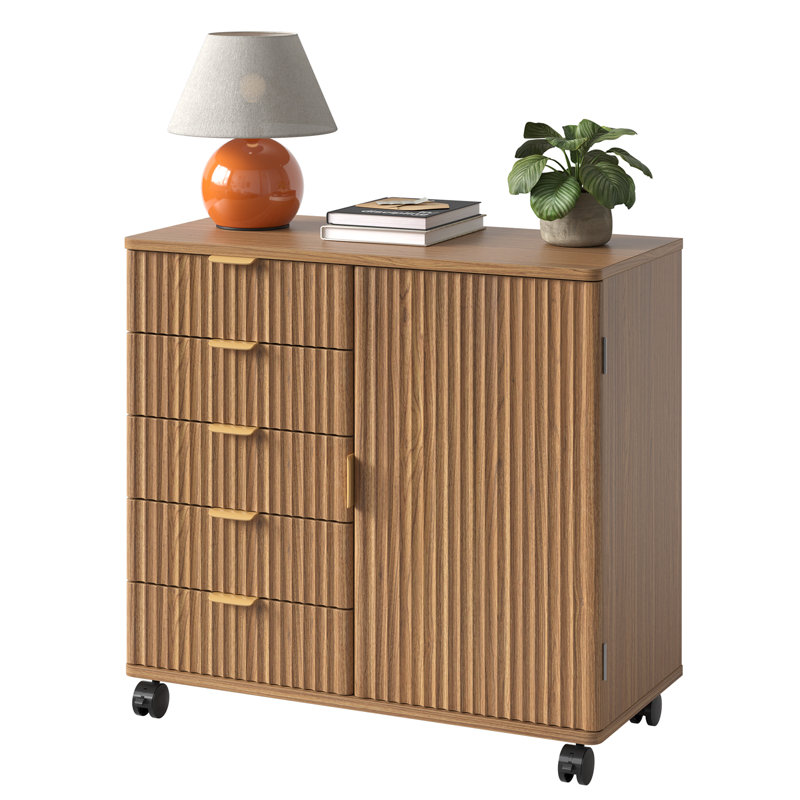 31.5cm Wide 5 -Drawer File Cabinet, Brown/Black