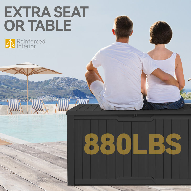 Balconera 143cm W 870L Lockable Deck Box, Black
