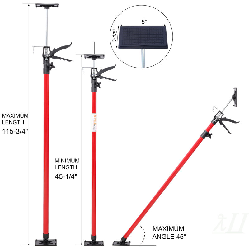 2Pack Adjustable Support Pole,Steel 3rd Hand Support System,Support Rod for Jacks Cargo Bars Drywalls,Cabinet Jacks for Installing Cabinets,Extends from 45 to 114 Inch ,with carry bag