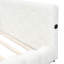 Lit plateforme tapissier blanc avec hublots et ceinture à DEL - Structure et structure en bois massif durable et durable