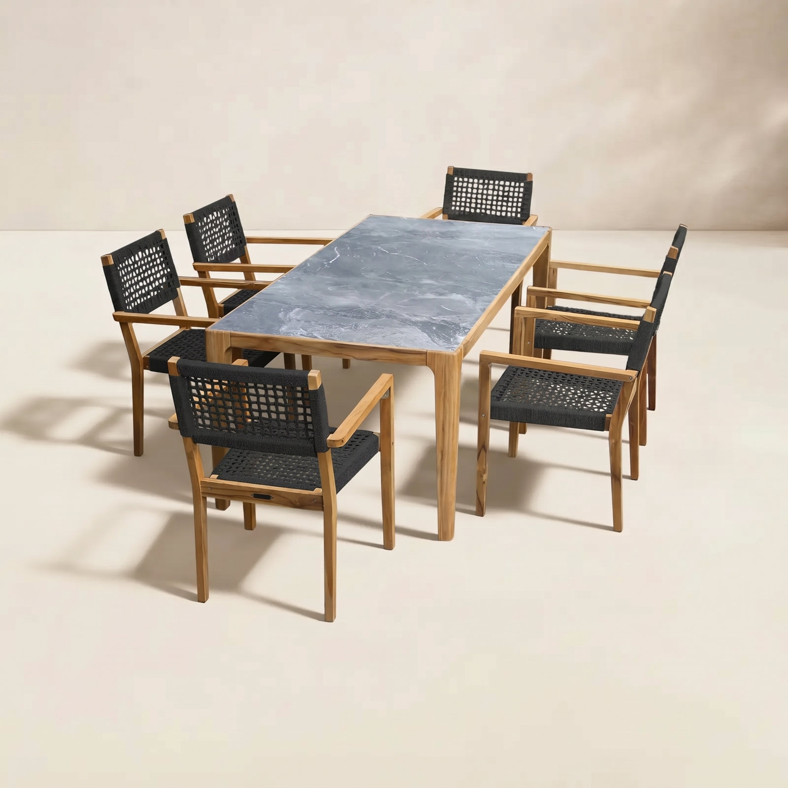 Cava 38" Patio Dining Set, Gray/Black