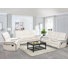 Faux Leather Manual Reclining Living Room Sofa Set-Cream White