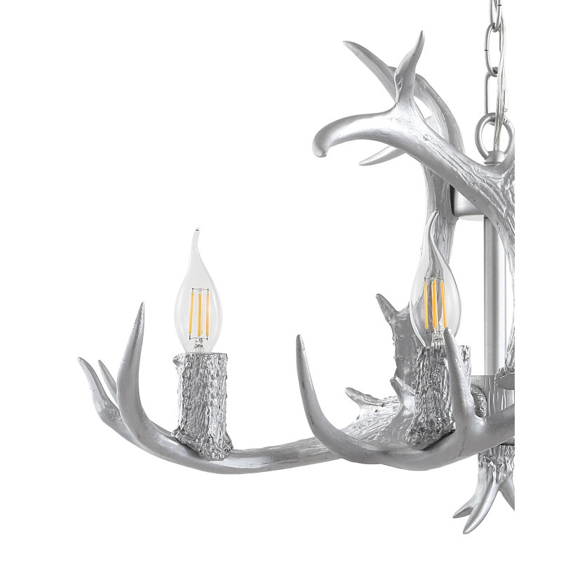 Rohrbach Candle Style Wagon Wheel Chandelier, 14.5" H x 26" W x 26" D, Silver