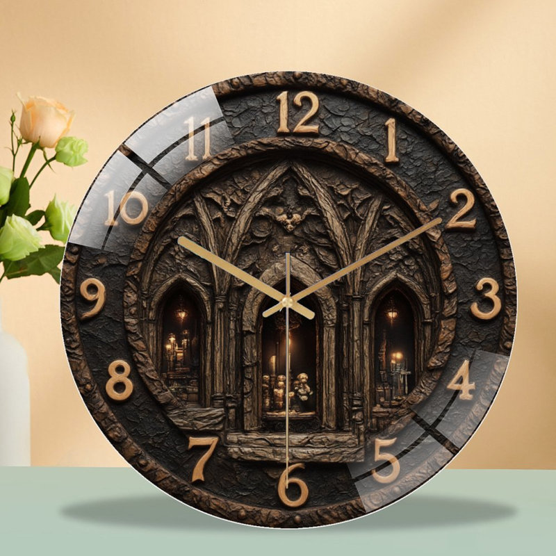 Horloge murale gothique en forme de bougie, horloge murale 12 po
