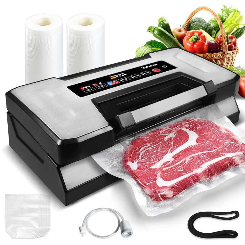 Liquid Vacuum Sealer Machine, 90Kpa Vacuum Sealer Machine Preservation Dry/Moist/Liquid Modes, LED Indicator Light, Handle Locked Design, Built-in Cutter and Bag Storage, Removable Drip Tray
