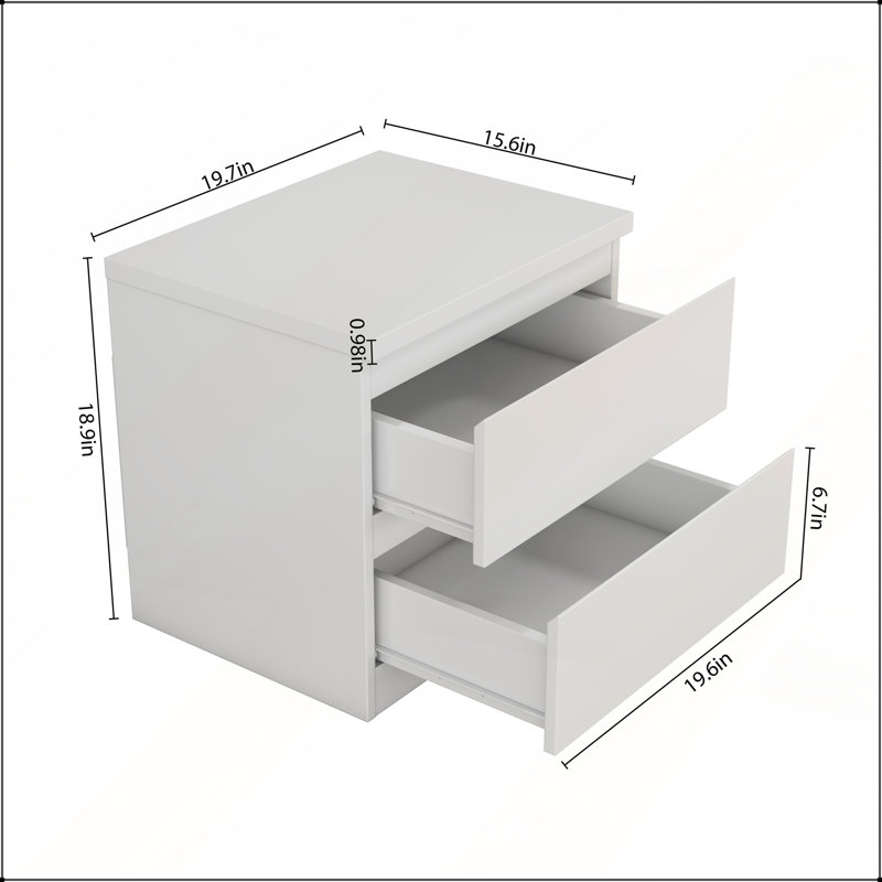White Nightstand with Thickened Top Plate, White
