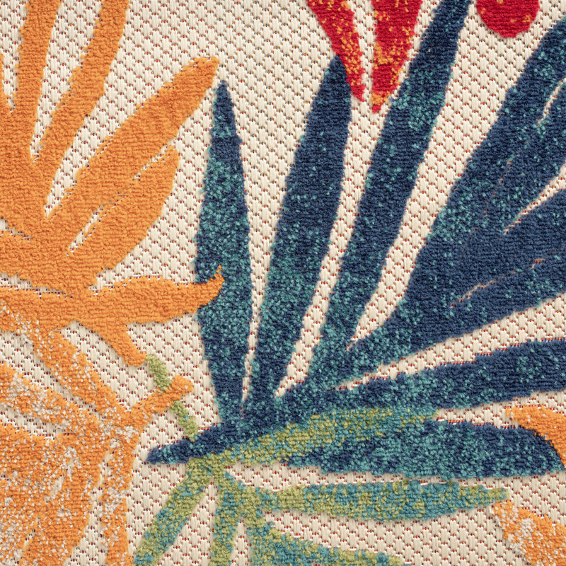 Tapis intérieur / extérieur résistant à l'eau Fruitvale, Rectangle 7 pi 11 po x 10 pi 3 po, Rouge/Bleu/Orange