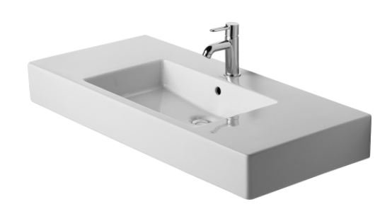 Vero White Ceramic Rectangular Wall Mount Bathroom Sink with Overflow