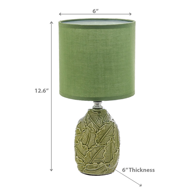 Leaflet Green Ceramic Table Lamp with Textured Base