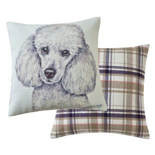 Plaid Beige Square Throw Cushion