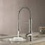 Blossom Brushed Nickel Finish Commercial Pull-Down Kitchen Faucet – Solid Brass Spring Sink Faucet with Single Handle, 1 or 3-Hole Installation for Farmhouse, RV, and Utility Sinks-26720416-49185583