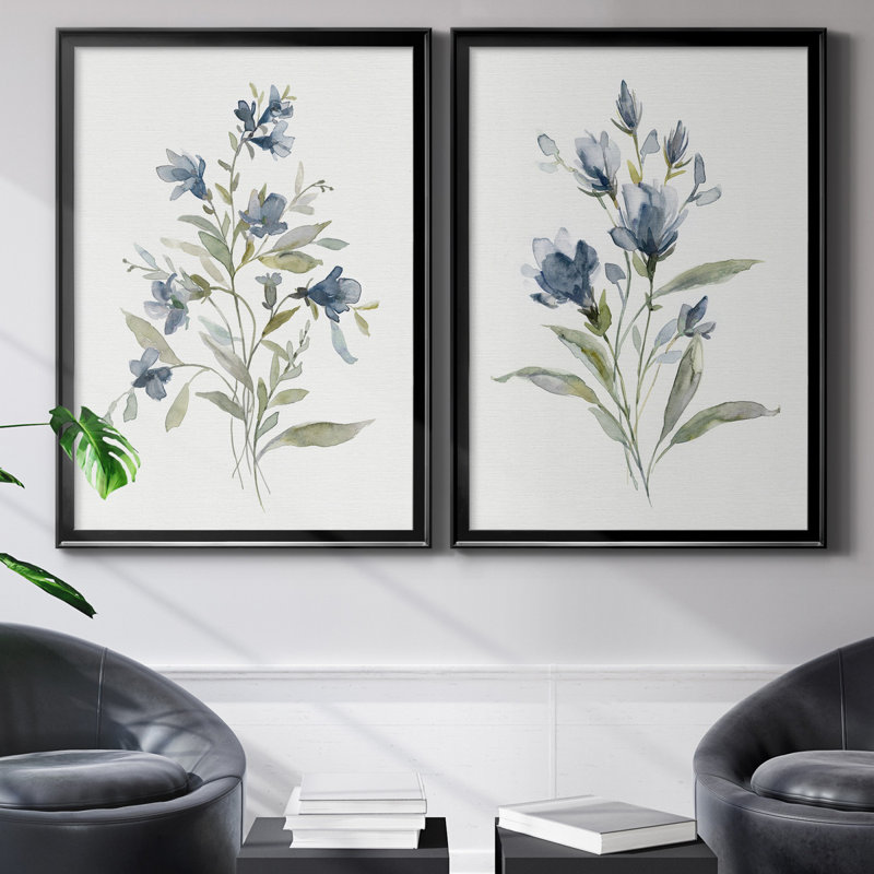 Linen Botanical III - ensemble de 2 reproductions d'art, Toile encadrée, H 36,5 po x l 26,5 po, Noir