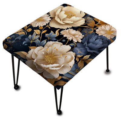 Motif de pivoines bleues et beiges - Boho