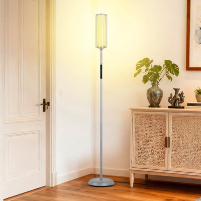 Lampes sur pied cylindriques 64,17 "RVBIC avec abat-jour en verre avec renfort en fil métallique et télécommande