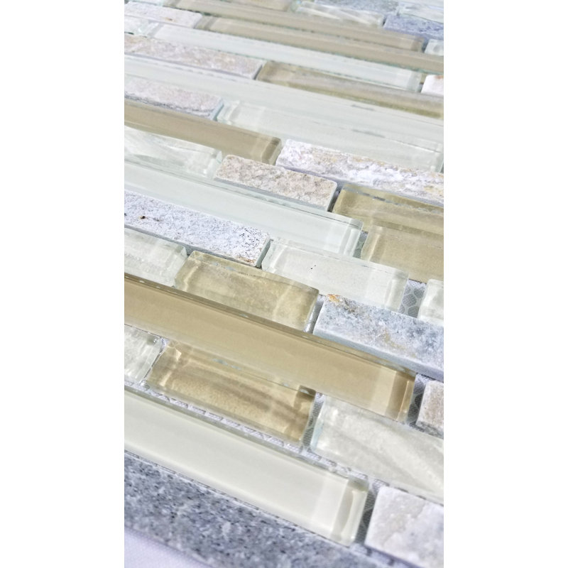 New Era 12 in. x 12 in. Glass & Stone Straight Edge Linear Mosaic Wall & Pool Tile, California