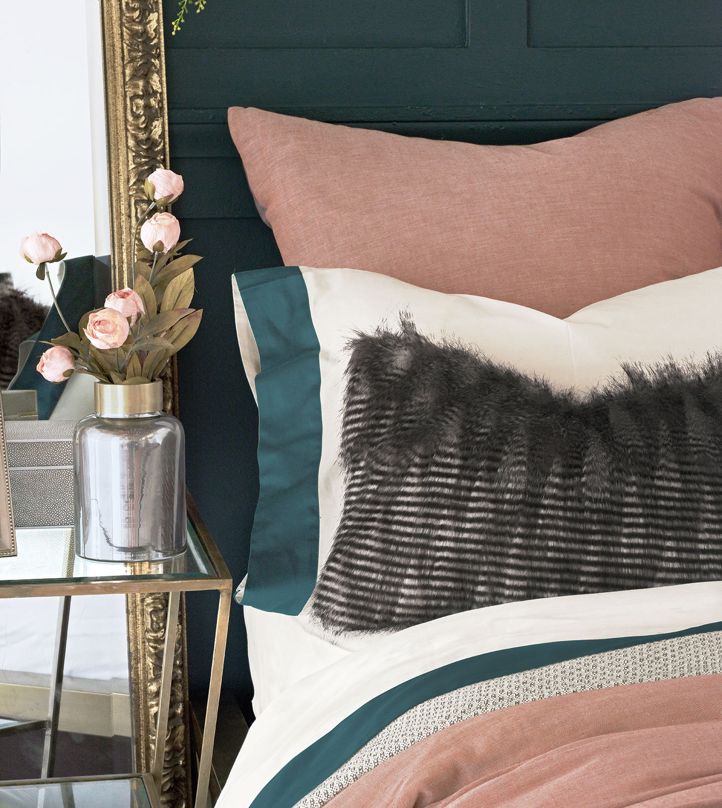 Indochine Faux Fur Lumbar Throw Pillow