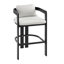 Tabouret de bar d'extérieur en aluminium Pula, chaise de bar, structure noire avec coussin gris-1892387964