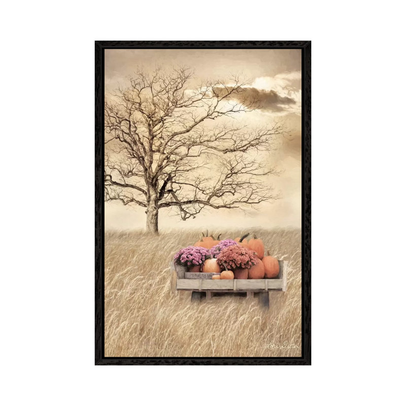 Fall Wagon by Lori Deiter - Print on Canvas, 66.04cm H x 45.72cm W x 3.81cm D, Black Framed