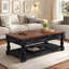 Table basse à plateau relevable avec compartiments de rangement cachés et tablette inférieure Rylorix