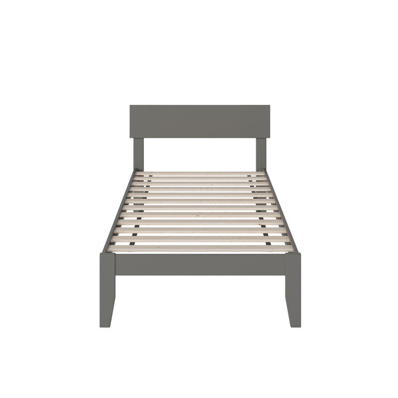 Farrah Solid Hardwood Platform Bed , Gray, Twin