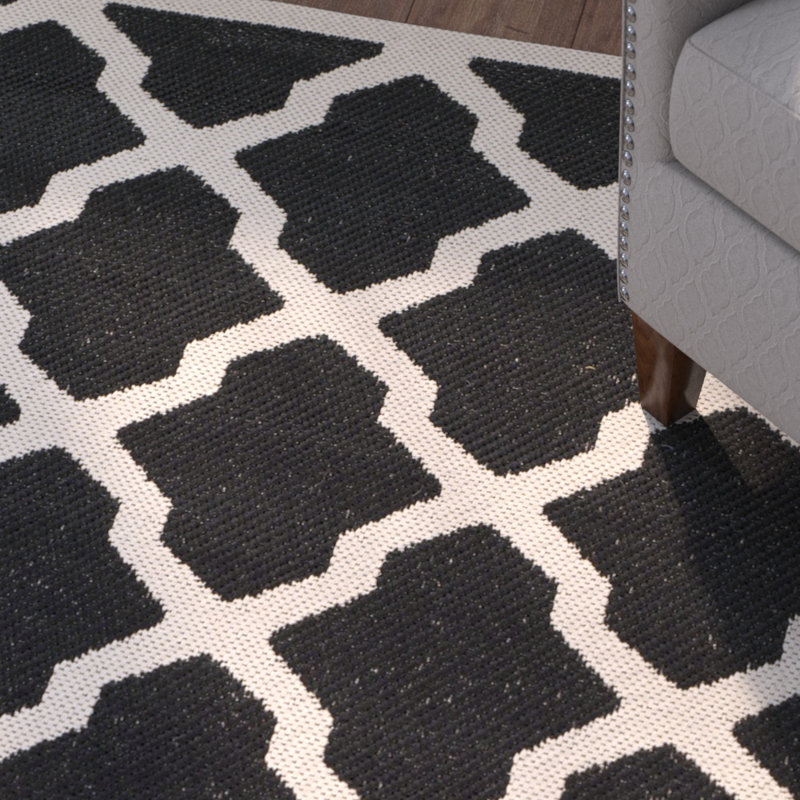 Tapis intérieur / extérieur noir Arneshia, Rectangle 8 pi x 11 pi