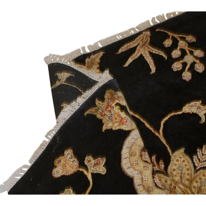 Hand Woven Silk and Wool Floral Area Rug