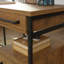 Bureau en L avec bureau épais de 1 pouce, finition brune