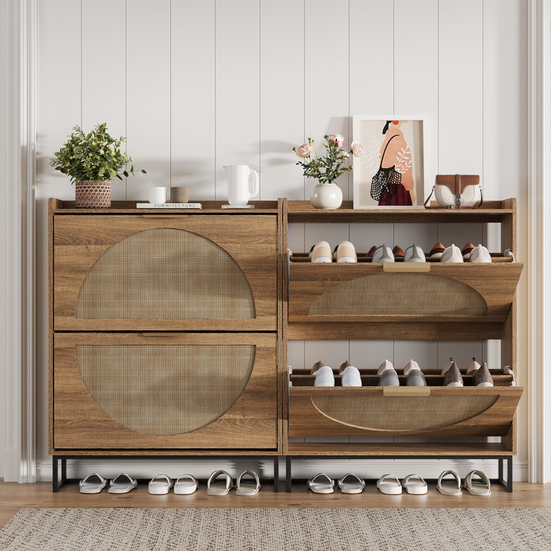 Armoire à chaussures avec 2 tiroirs rabattables