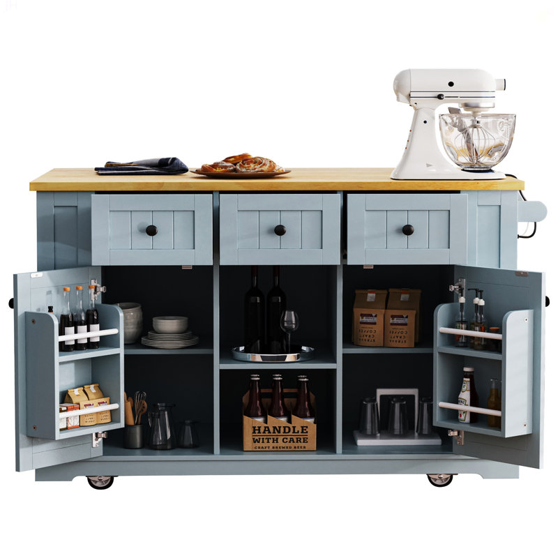 Chariot de cuisine roulant sur 5 roues avec 5 supports latéraux ouverts pour la cuisine, Bleu
