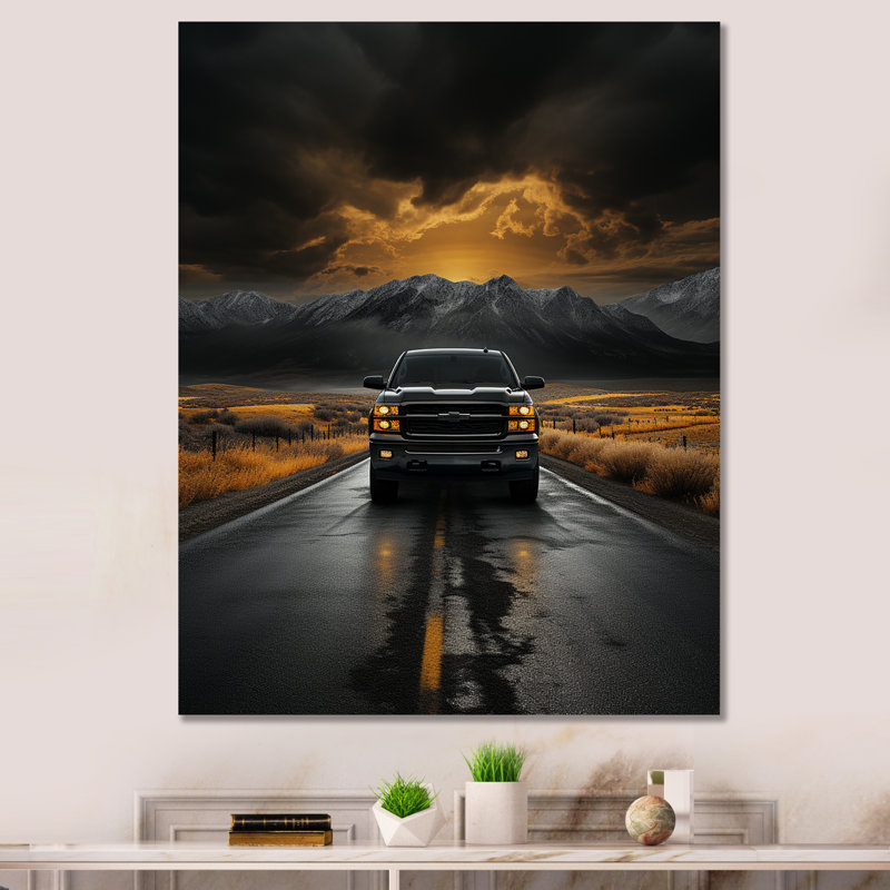 Hosking Pickup Truck the Road - Imprimé, H 40 po x l 30 po x P 1,5 po, Toile tendue