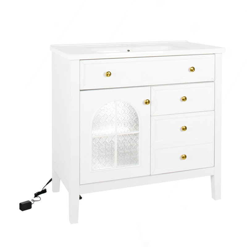 Armoire de salle de bain 35,6 ", seulement armoire, blanc