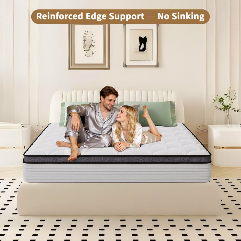RWAEZYBLUX [New Version] 12 inches Hybrid Mattress Queen Size, Cooling-Gel Memory Foam & Pocket Springs, Firm Support for Back Pain Relief, Motion Isolation, CertiPUR-US Certified, Bed in a Box