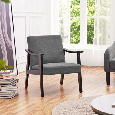 Fauteuil d'appoint en tissu, fauteuil Mid-Century moderne avec pieds en bois massif