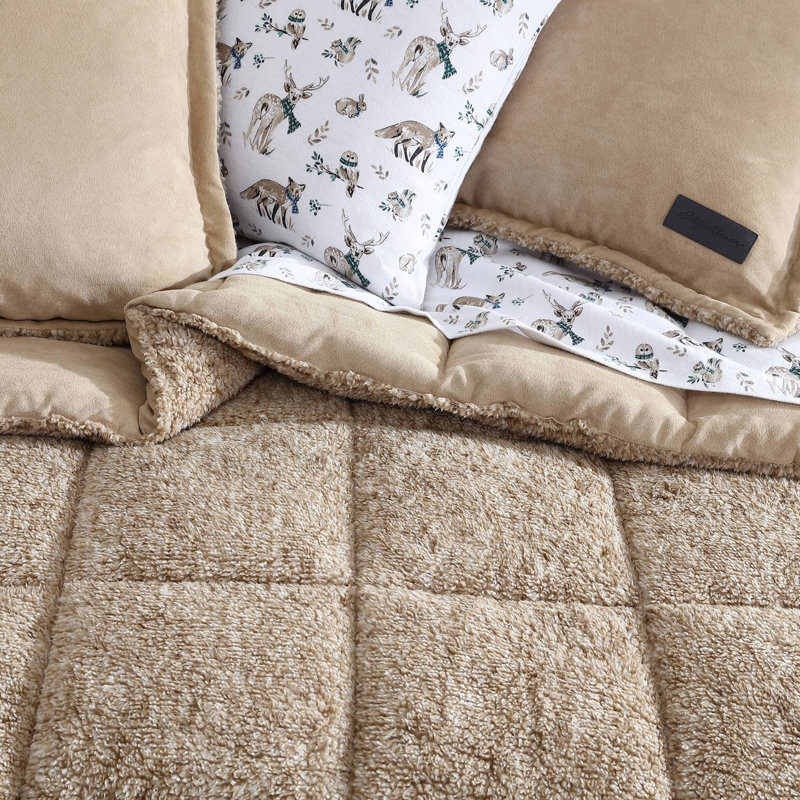 Twin Brown Reversible Microfiber Comforter and Sham Set