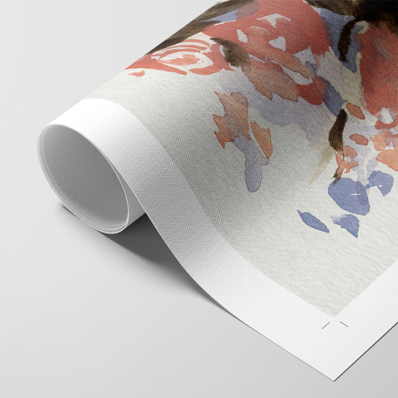 Bouquet mauve dans une théière II - Impression sur toile seulement - NON-CADRE