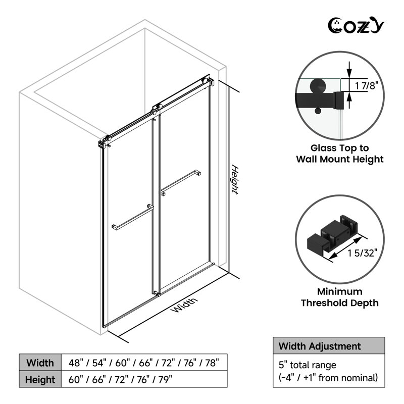 68-73" W x 60" H Frameless Double Sliding Tub Door with 3/8"(10mm) Clear Tempered Glass, Matte Black