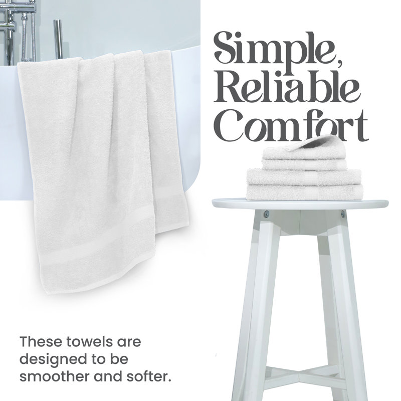 Essentials 6-Piece Bath Towel Set, Optical White