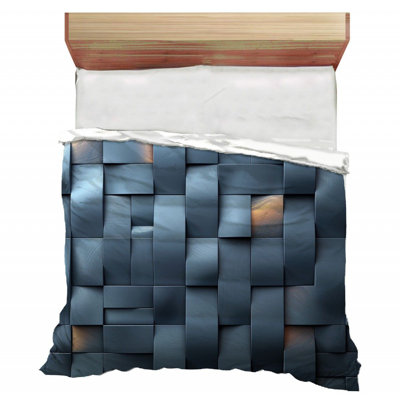 Édredon tissé à texture tissée avec blocs audacieux_12187