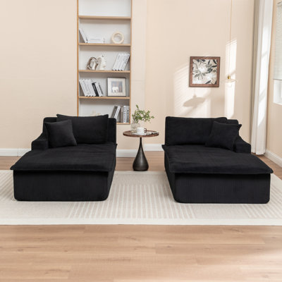 Chaise Lounge Chair Upholstered Sofa Bed No Assembly Required,Oversized Sleeper Chair In Box For Living Room, Movie Room, Bedroom (Love Seat)