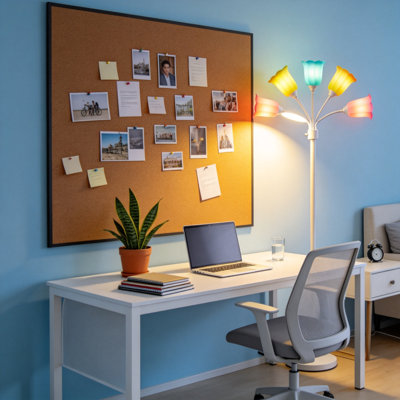 LED Floor Lamp, Multi Head Modern Tall Lamp with Adjustable Gooseneck Standing Lamps Led Tall Lamp, 6 Color Lampshades Bulb Not Included, (White)