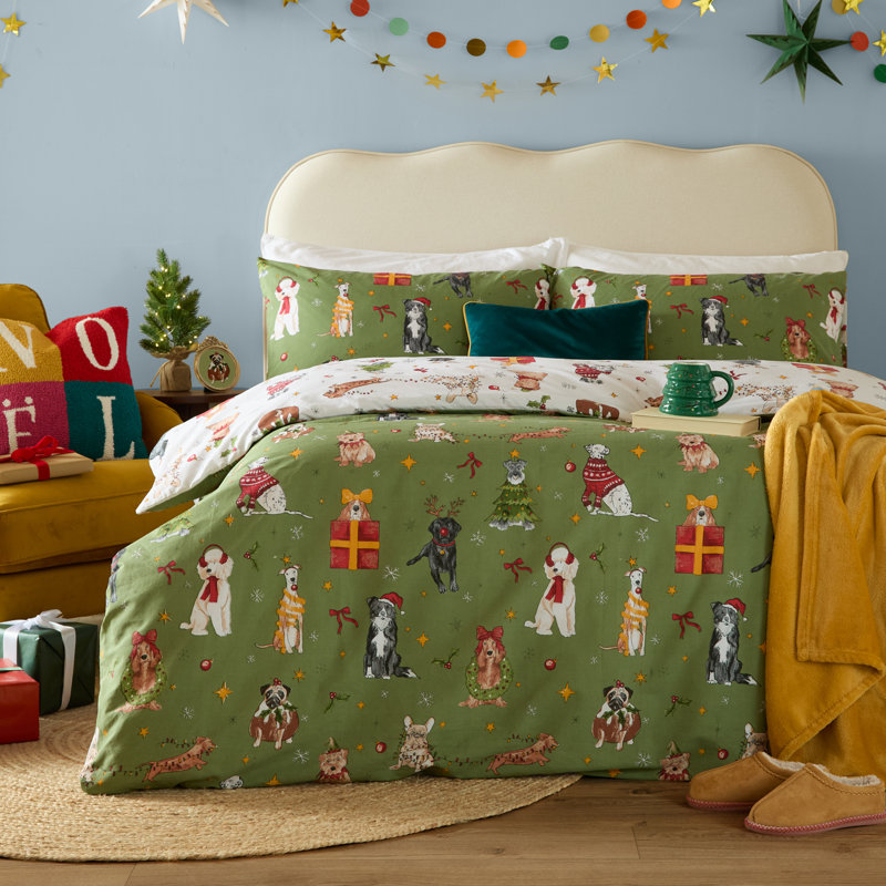 Christmas Pawty No Pattern Duvet Cover Set, King Duvet Cover + 2 Standard Pillowcases