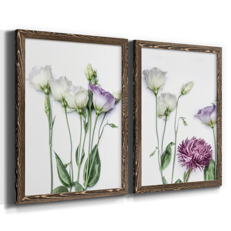 Moderne Jardin I - ensemble de 2 reproductions d'art graphique, Toile avec cadre en noyer, Pas de tapis