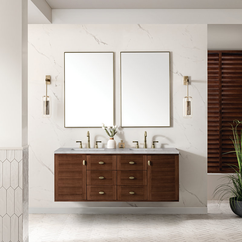 Amberly 60'' W Double Vanity, Victorian Silver