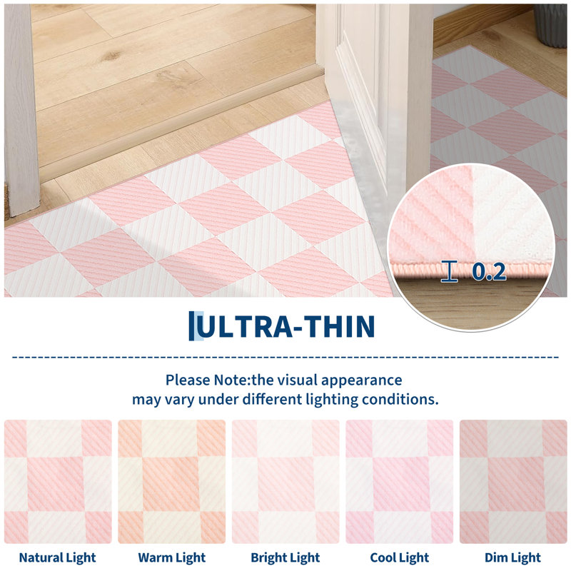 Checkered Rug for Living Room, Large Washable Carpet Non Slip Soft Low Pile Geometric Print Plaid Area Rug for Bedroom Dining Room Playroom Office Nursery