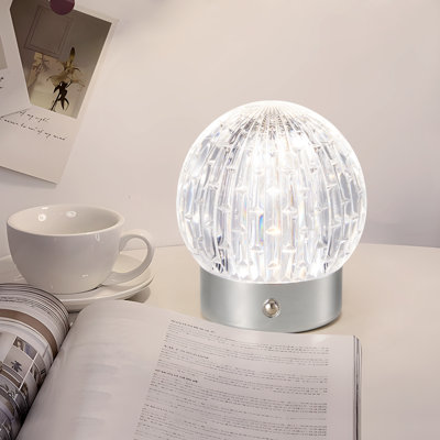 Rechargeable LED Table Lamp, Small Battery Powered, Touch Operated Desk Lamp, Globe Shade