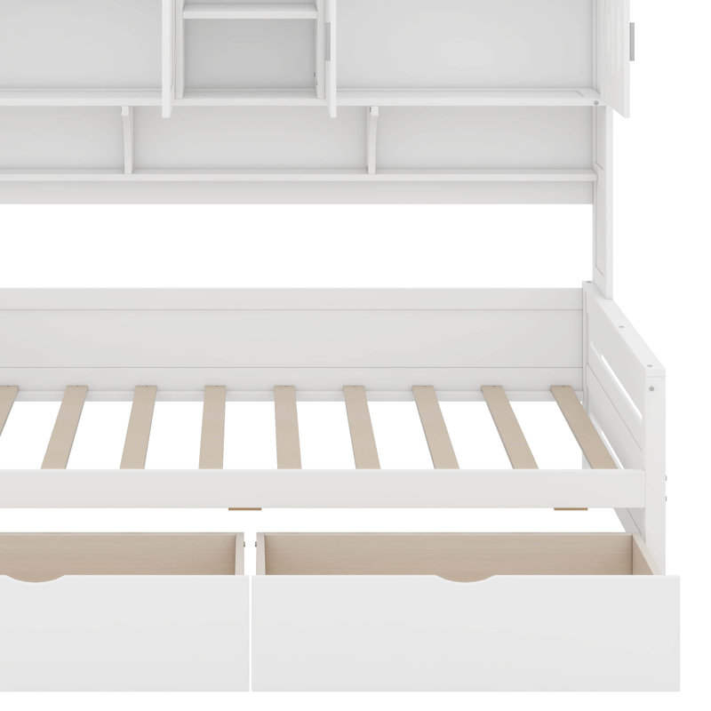 Wooden Daybed With Drawers, Twin, White
