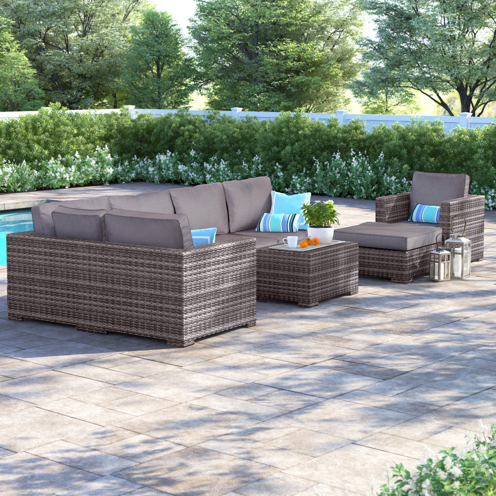 McDougal 6-Person Patio Seating Group, Mixed Gray