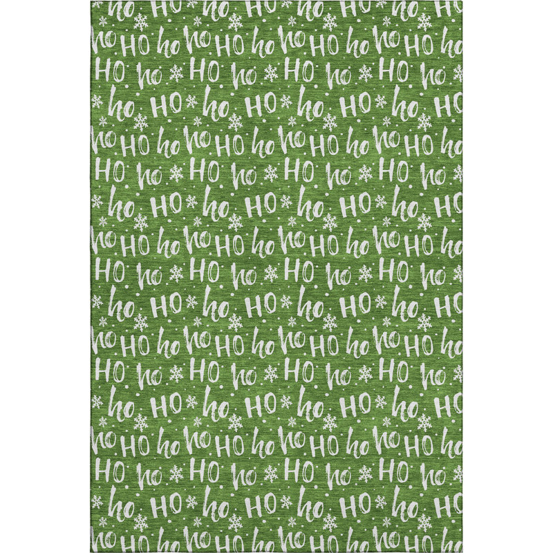 Premium Machine Washable Dockside AMF1814 HoHoHo Snowy Christmas Rug, Rectangle 5' x 7'6"