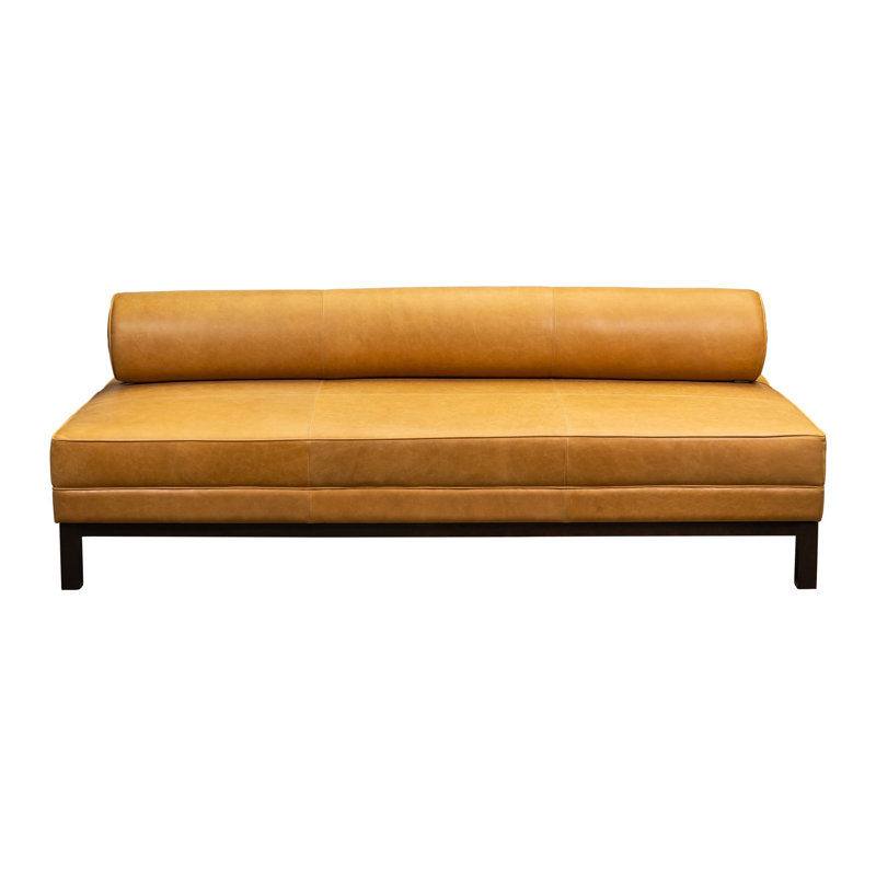 Metairie Upholstered Daybed Ottoman, Kudos Chamois Leather, Dark Brown Wood