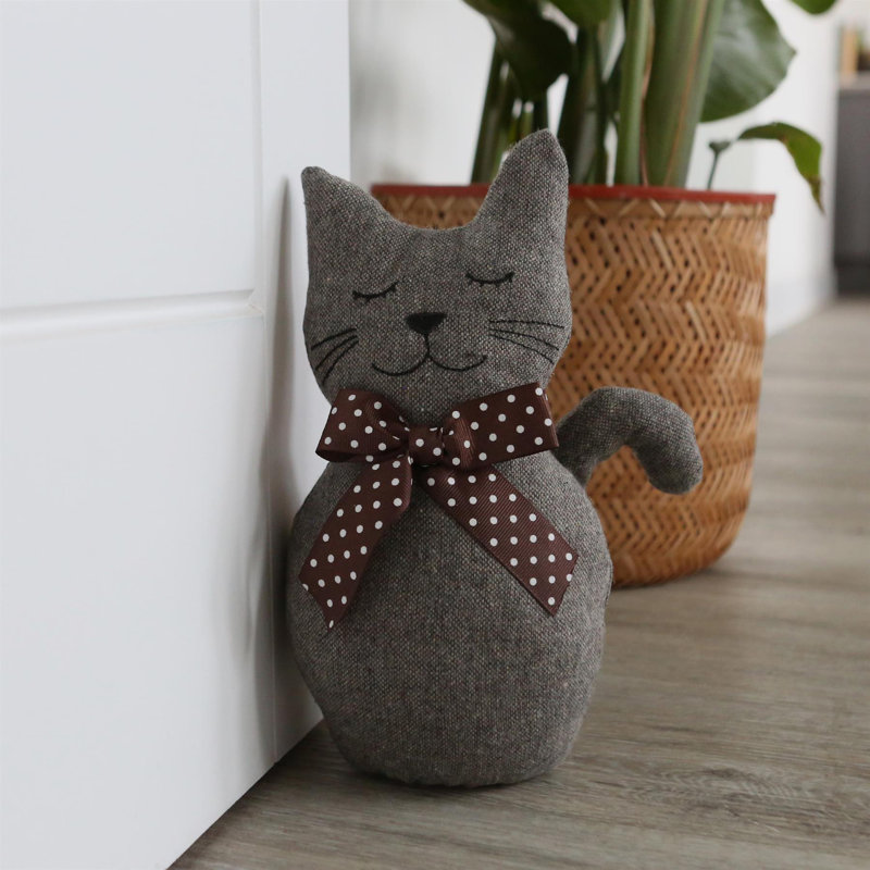 Nicola Spring - Jasper the Cat Door Stop - 16 x 25cm - Grey